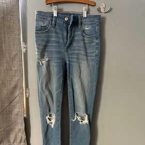 Skinny high rise ripped jeans